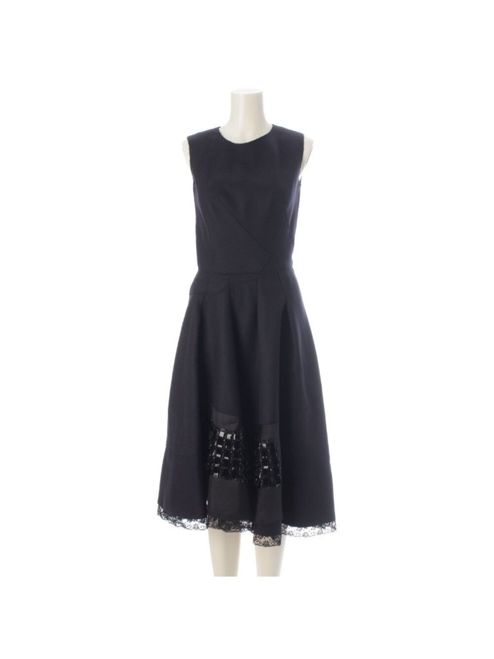 Prada W Wool Felt Bias Design Bijou Beads Dress Black 38